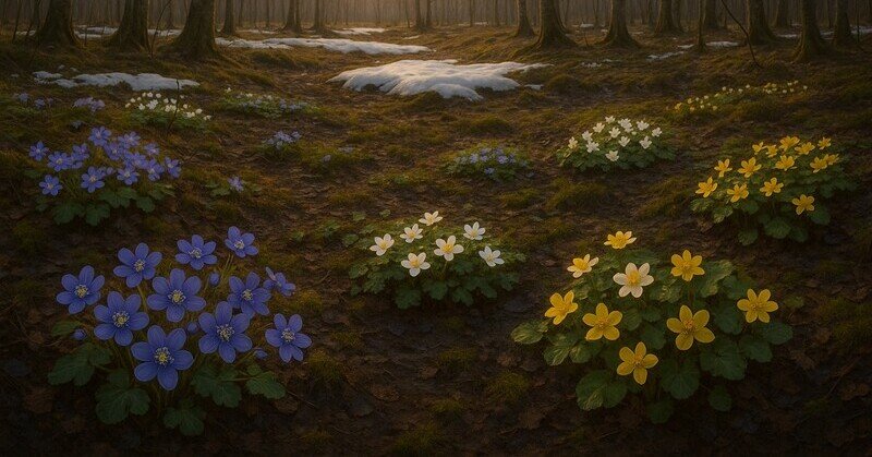 Kevään ensimmäiset kukat luonnossa